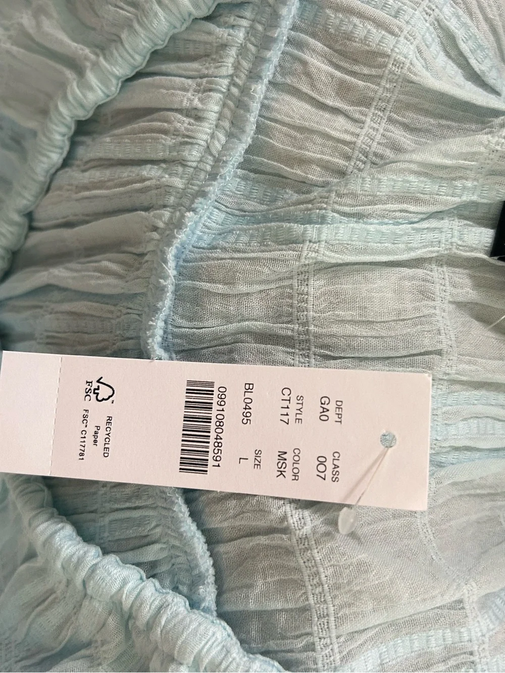 NWT J. Crew Light Aqua Tie-Front Seersucker Popover